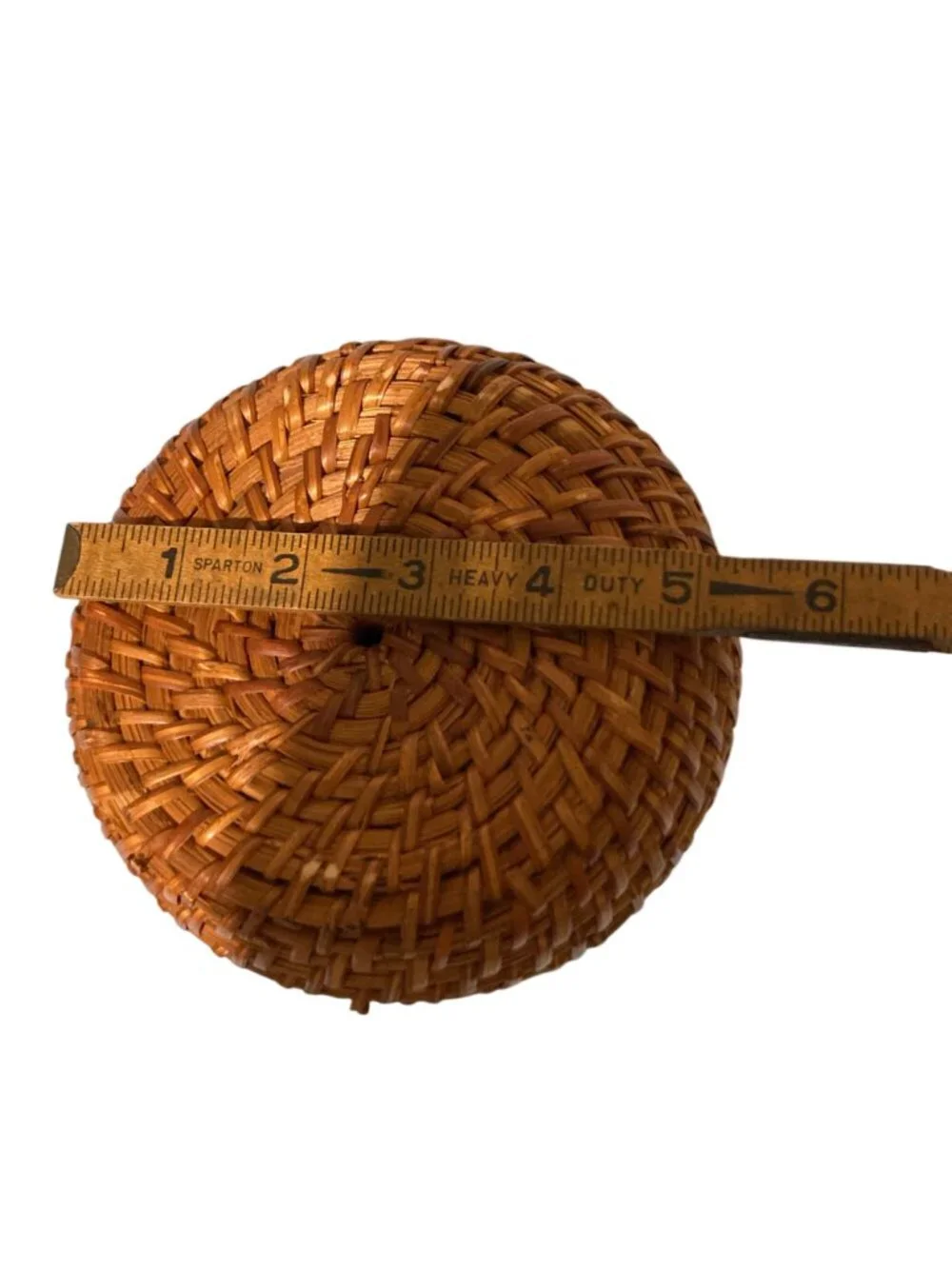 Vintage Wicker Small Round Storage Box